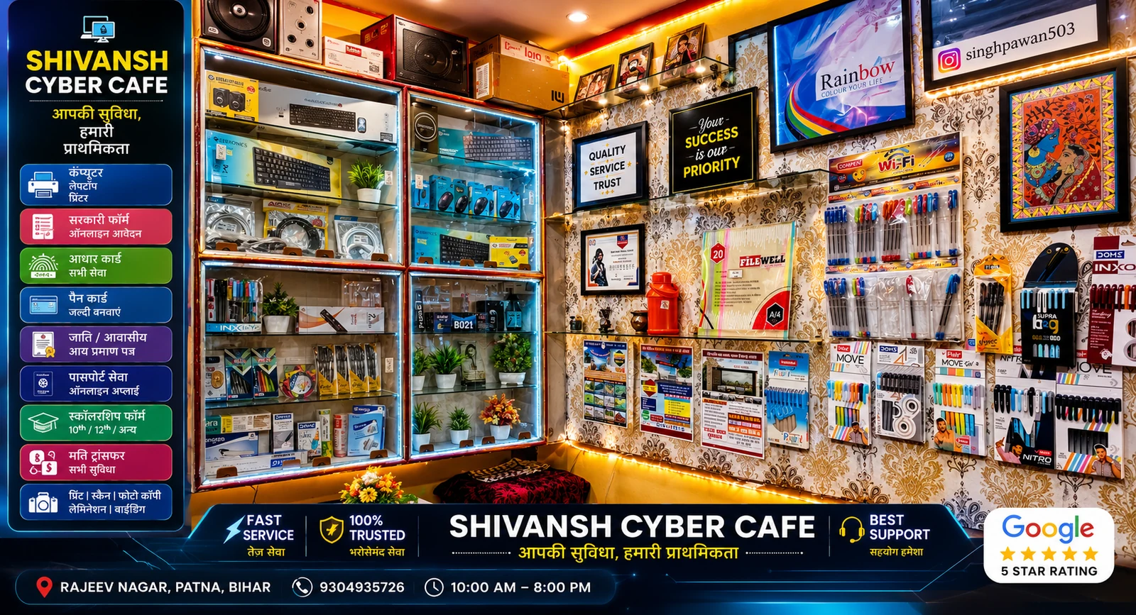 Shivansh Cyber Cafe service area and display